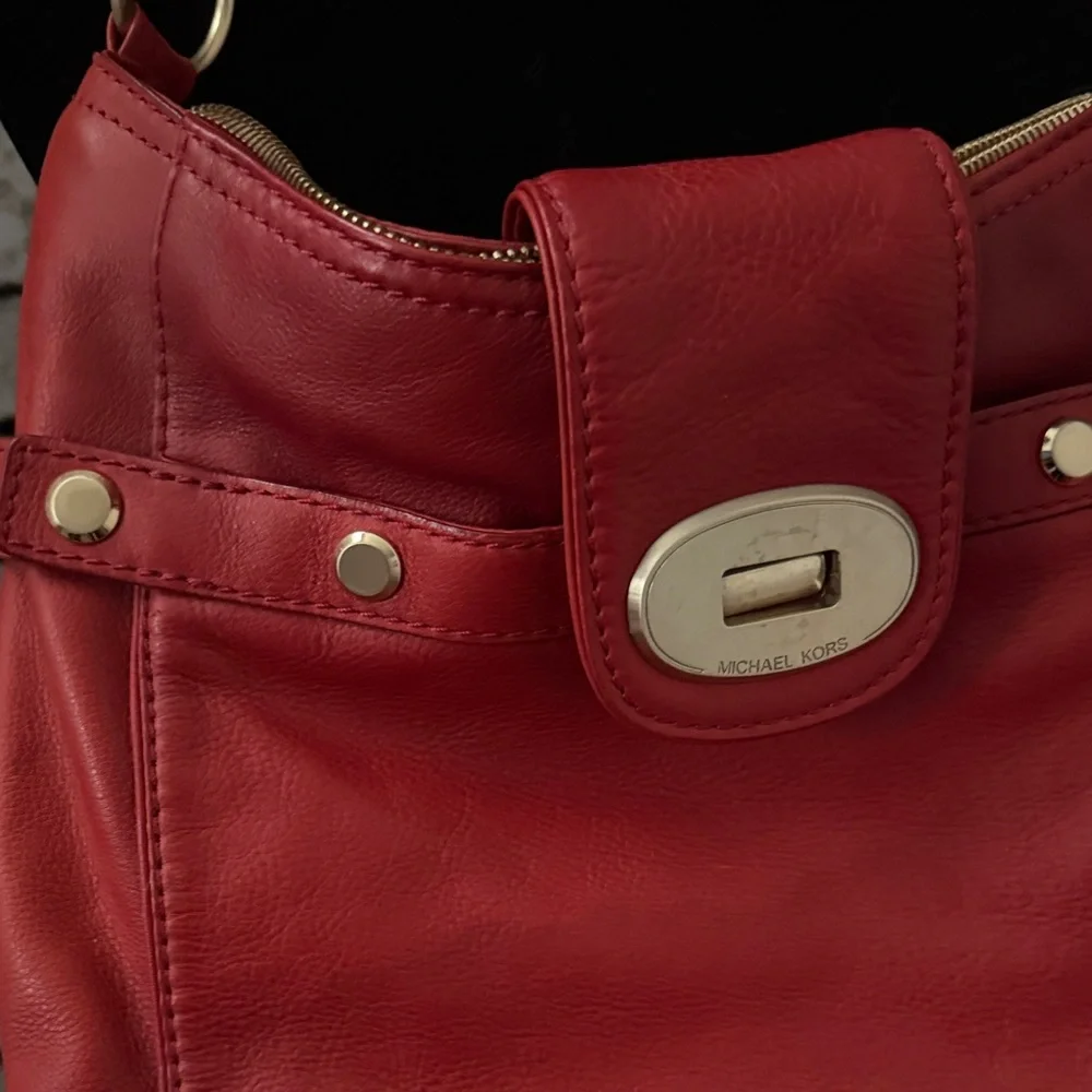 Michael Kors Red Leather Shoulder Bag
